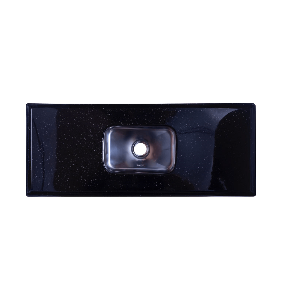 Pia 140x55 com Cuba Inox Preto Mármore Sintético Mil Fibras